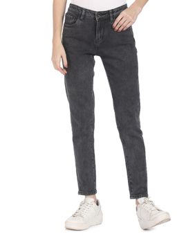 U.S. POLO ASSN. - Black Women Charcoal Mid Rise Skinny Fit Jeans