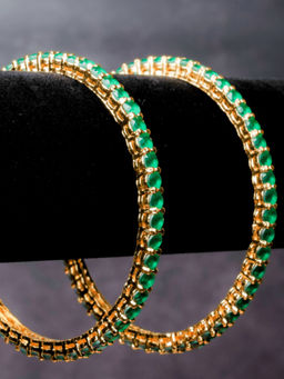 Queens Jewels - Sleek Green American Diamond Bangles