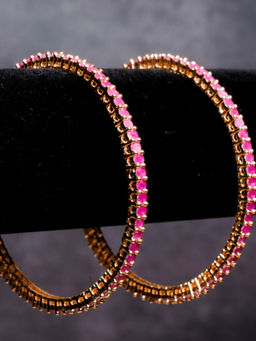 Queens Jewels - Sleek Pink American Diamond Bangles