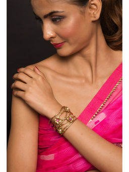 Queens Jewels - 3D Flower Motif Statement Cuff