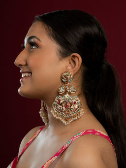 Queens Jewels - Pankh Navratan Classic Jadau Drop Earrings