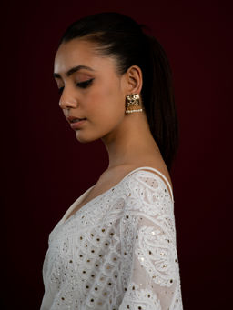 Queens Jewels - Timeless Square Shaped Jadau Drop Earrings