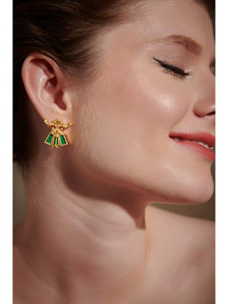 Melrosia - Green Floral Scroll Earrings