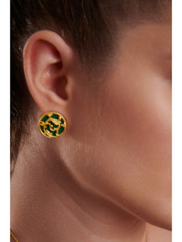 Melrosia - Green Rocaille Disc Earrings