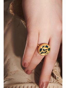 Melrosia - Navy Blue Rocaille Disc Ring