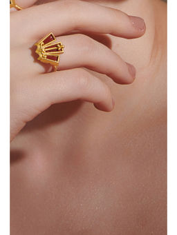 Melrosia - Red Garnet Floral Scroll Ring