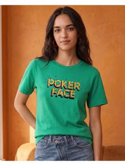 Bewakoof - Heavy Duty Women's Green Typography T-Shirt