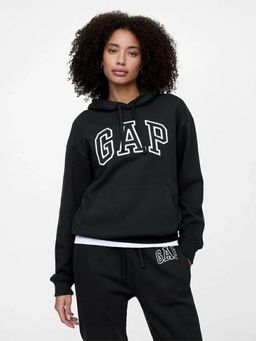 GAP - Black Women's Logo Hooded Full Sleeve Zip-Front Hoodies