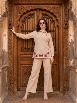 ZUMMER - Beige Embroidered Co-Ord