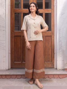 ZUMMER - Womens Beige Embroidered Co-Ord