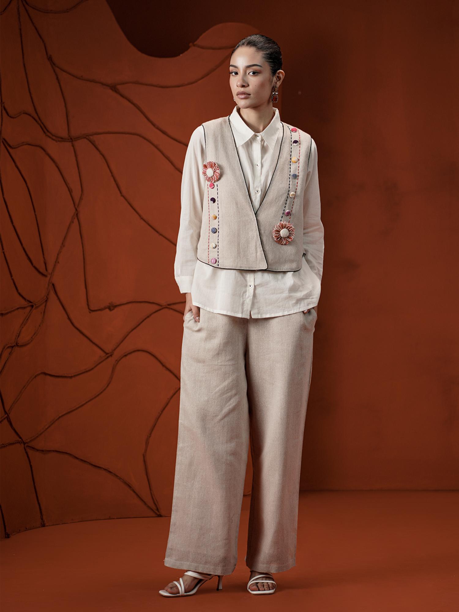 zummer Off White Jute Jacket Co-ord-picture-4
