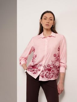 FABLE STREET - Pink Viscose Relaxed Fit Full Sleeves Floral Shirt