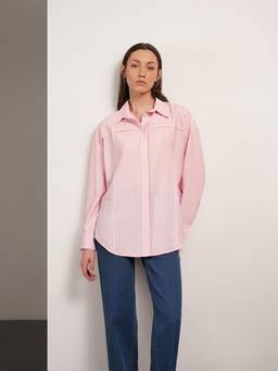 FABLE STREET - Pink Viscose Relaxed Fit Full Sleeves Collar Neck Solid Shirt