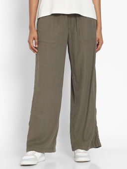 American Eagle - Brown Solid Loose Fit Trouser