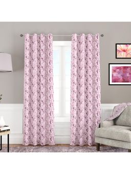 At Home by Nilkamal - Arias Luxuria Jacquard Floral Long Door Curtains Onion (Set of 2)