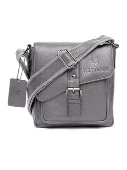 WILDHORN - Grey Classic Leather Sling Bag for Men I Office Bags I Travel Bags I Adjustable Strap