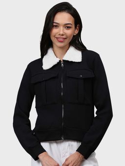 Campus Sutra - Black Solid Jacket