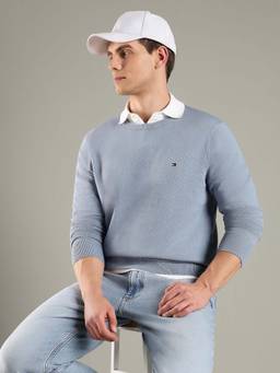 Tommy Hilfiger - Men Blue Solid Sweatshirt