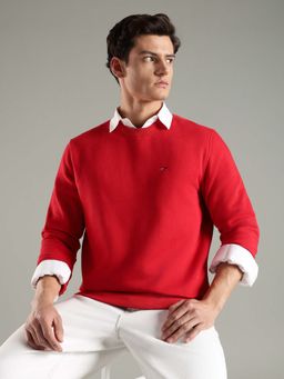 Tommy Hilfiger - Men Red Solid Sweatshirt