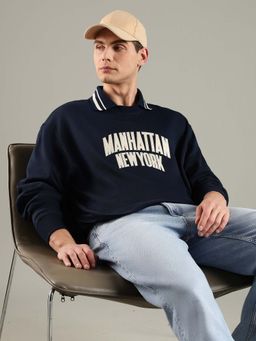 Tommy Hilfiger - Men Navy Blue Typography Sweatshirt