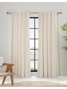 Fabindia - Beige Cotton Woven Tisha Curtain Woven 7 Feet 1Pc (7 feet)