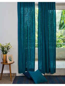 Fabindia - Teal Nalika Cotton Door Curtain