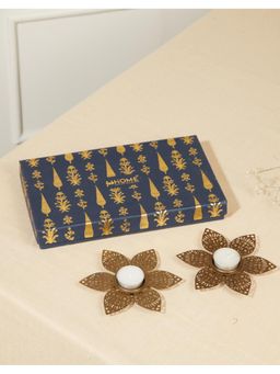 Fabindia - Gold Metal Tea Light Holder Shalimar Gift Set