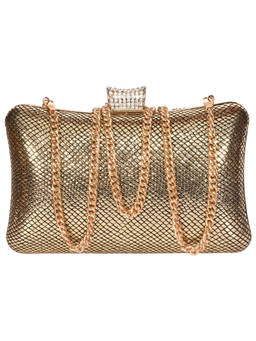 Sassora - Genuine Premium Leather Golden Color Clutch (M)