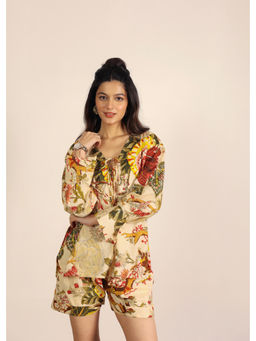 Kaori By Shreya - Beige Floral Oversized Co-Ord (Set of 2)