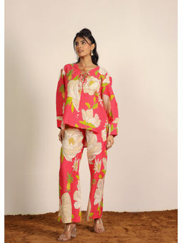 Kaori By Shreya - Pink Floral Oversized Co-Ord (Set of 2)
