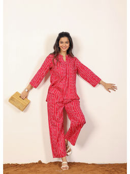 Kaori By Shreya - Red Pink Bandhej Print Co-Ord (Set of 2)