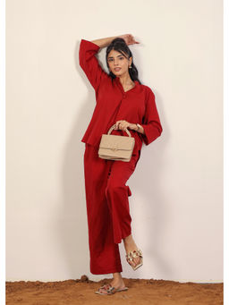 Kaori By Shreya - Solid Red Co-Ord (Set of 2)