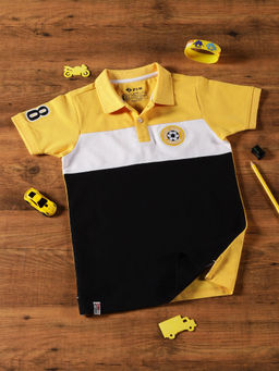 3PIN - Boys Pure Cotton Color Block Polo Collar T-Shirt