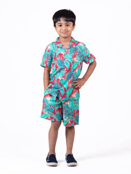 The Lion and the Fish - Red Tropical Printed Co-Ord (Set of 2)