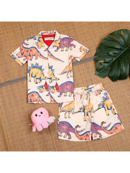 The Lion and the Fish - Peach Dinosaur Print Co-Ord (Set of 2)