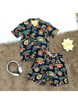 The Lion and the Fish - Sports Print Co Ord Navy Blue (Set of 2)