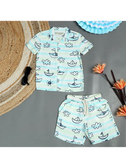 The Lion and the Fish - Boat Printed Co-Ord Blue (Set of 2)