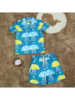 The Lion and the Fish - Mushroom Printed Co-Ord Teal (Set of 2)