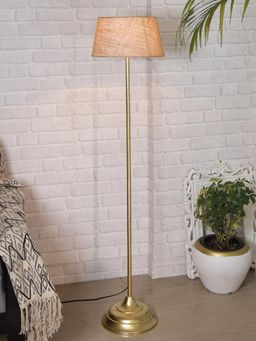 Homesake - Metal Standing Floor Lamp Gold Straight Jute