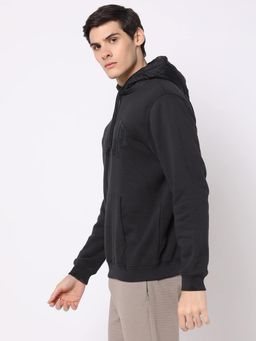 GAP - Men Black Knitted Graphic Regular Fit Hoodie