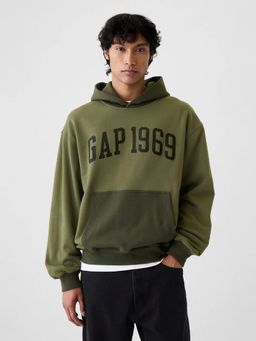 GAP - Men Olive Knitted Colorblock Regular Fit Hoodie