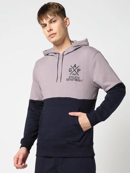 GAP - Men Purple Knitted Colorblock Regular Fit Hoodie