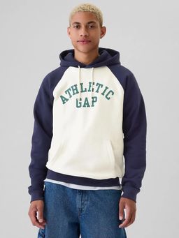 GAP - Men White Knitted Colorblock Relaxed Fit Hoodie