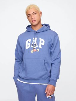 GAP - Men Blue Knitted Graphic Regular Fit Hoodie