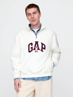 GAP - Men White Cotton Graphic Relaxed Fit Sweatshirt