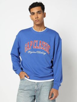GAP - Men Blue Cotton Graphic Oversized Fit Sweatshirt