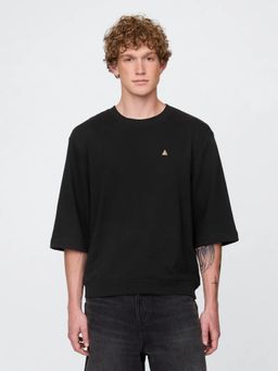 GAP - Men Black Knitted Solid Oversized Fit Sweatshirt