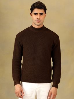 Kvetoo - Men Brown Acrylic Textured Regular Fit Sweater