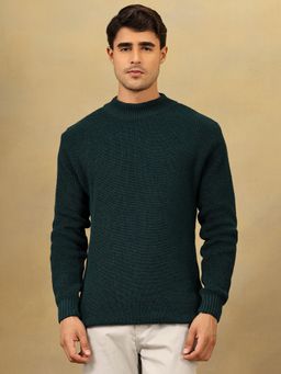 Kvetoo - Men Teal Acrylic Textured Regular Fit Sweater