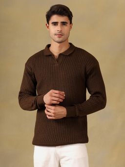 Kvetoo - Men Brown Acrylic Textured Regular Fit Sweater